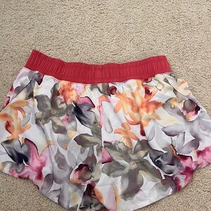 Floral Print Shorts with Red Waistband